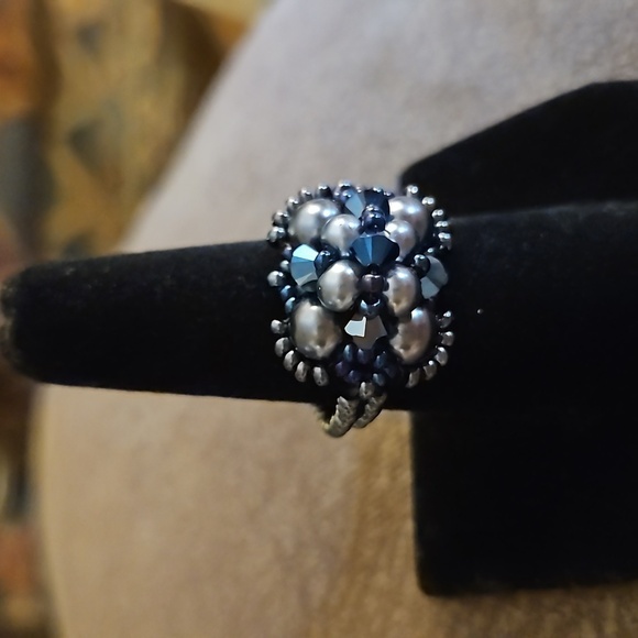 HANDMADE Beaded Fancy Cocktail Ring - Picture 2 of 6